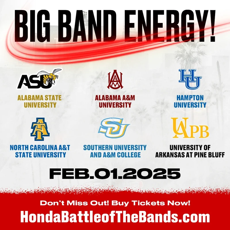 BIG BAND ENERGY event announcement with the six participating schools.